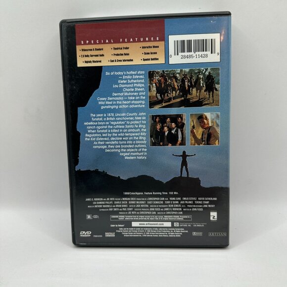Young Guns DVD 1988 Emilio Estevez Kiefer Sutherland Western Film R Rated - Picture 2 of 3